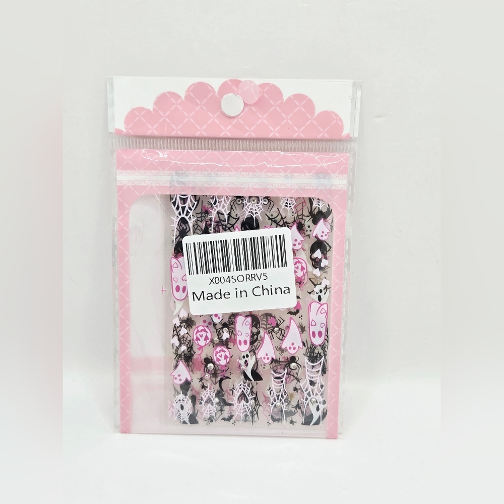 Ghost Spiderweb Jeweled Spider Pumpkin Nail Stickers